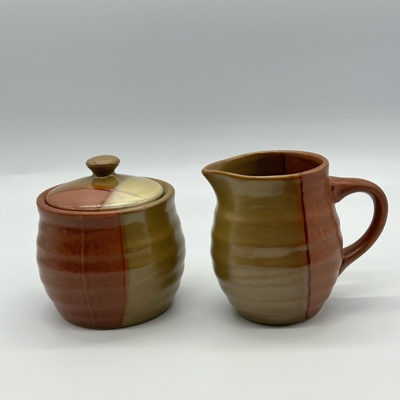 Sango Gold Dust sugar bowl with lid and creamer stoneware - Picture 2 of 6